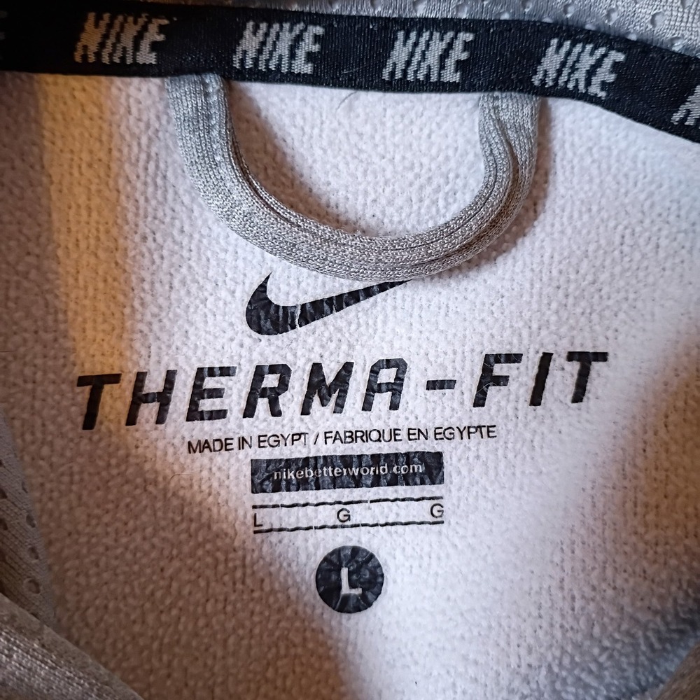 Nike Therma-FIT Mens Hoodie Grey Black Pullover Training Sweatshirt 465784-066 L - Picture 3 of 9